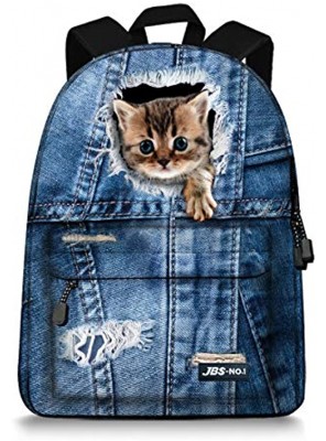 JBS-NO.1 Cute Cats Backpack for Teen Girls,Canvas BookBags for School Blue1