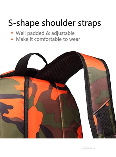 Kids Backpacks for Boys Camouflage Elementary School Bags Bookbags Lightweight Durable Camo Orange