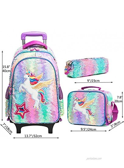 Kids Rolling Backpack for Girls Backpack with Wheels Backpack for Girls for School