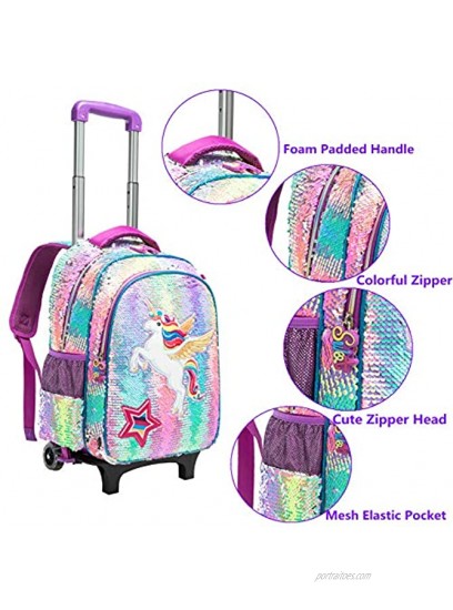 Kids Rolling Backpack for Girls Backpack with Wheels Backpack for Girls for School