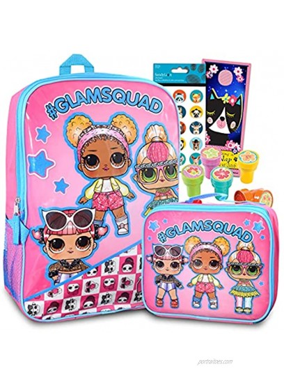 Lol Dolls Backpack With Lunch Box For Girls 5 Pc Bundle With 16 Lol Dolls School Bag Lunch Bag Animal Stickers and More For LOL School Supplies Lol Dolls Activity Set