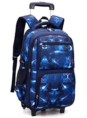 MITOWERMI Boys Rolling Backpacks Kids' Luggage Wheeled Bags Kids Trolley School Bags Fashion Space Starry Sky Printed Durable Bookbag