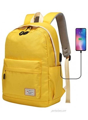 Modoker Laptop Backpack for School College Bookbag 15.6 Inch Laptop & Tablet with USB Charging Port Water Resistant Vintage Travel Backpack Yellow