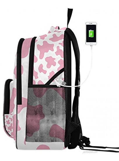 OREZI Schoolbag for Girls Boys,Pink Cow Print Camo Camoflage Backpack Bookbags Travel Bag Casual Daypack Rucksack for Student Teenagers kid's