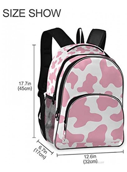 OREZI Schoolbag for Girls Boys,Pink Cow Print Camo Camoflage Backpack Bookbags Travel Bag Casual Daypack Rucksack for Student Teenagers kid's