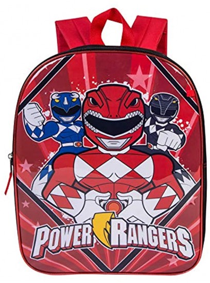 Power Rangers Backpack Combo Set Power Rangers Boys' 3 Piece Backpack Set Backpack Waterbottle and Carabina Black Red