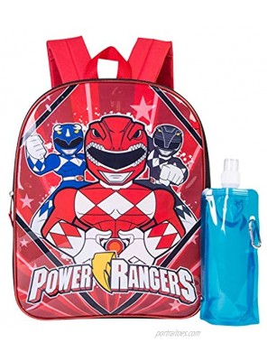 Power Rangers Backpack Combo Set Power Rangers Boys' 3 Piece Backpack Set Backpack Waterbottle and Carabina Black Red