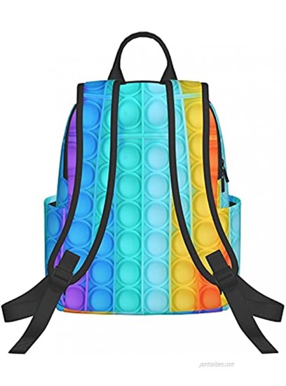 Rainbow-Pop-It School Book Bags Girls Boys Backpacks For Teenagers Unisex Adjustable Shoulder Strap