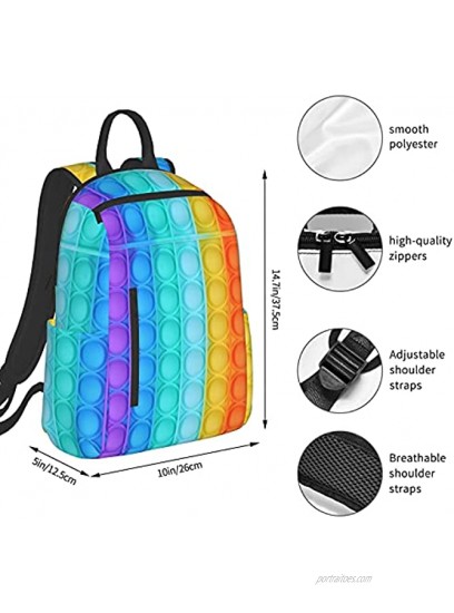 Rainbow-Pop-It School Book Bags Girls Boys Backpacks For Teenagers Unisex Adjustable Shoulder Strap