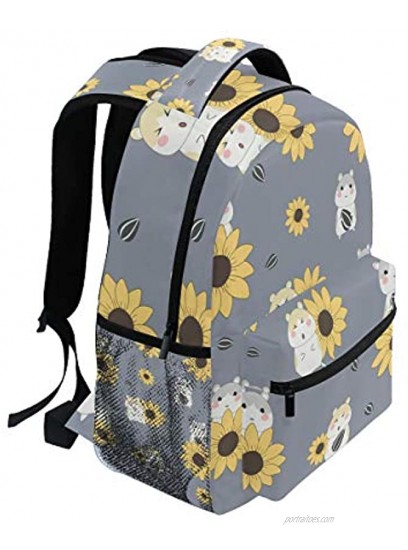 School Backpack Cute Hamster And Sunflower Bookbag for Boys Girls Travel Bag