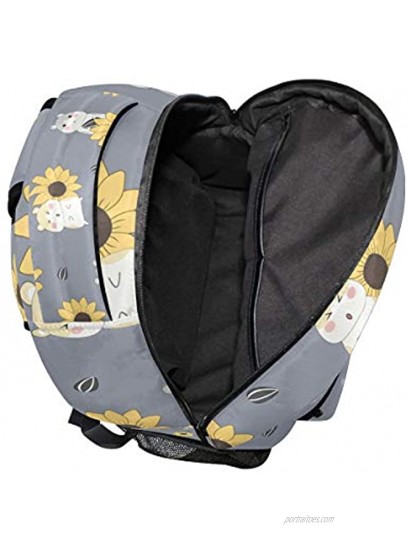 School Backpack Cute Hamster And Sunflower Bookbag for Boys Girls Travel Bag