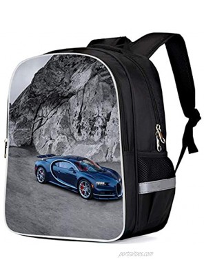 School Bags for Boys Blue Sports Car on Mountain Teens Backpack Lightweight Students Bookbag 16'11'6.7