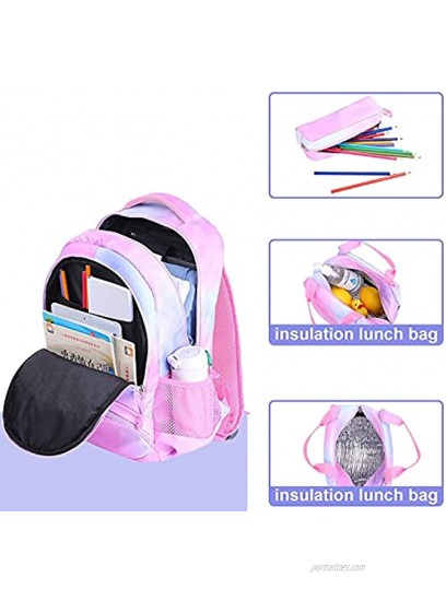 SCUIOR Cute School Backpack For Teen Girls With Lunch Box Set Bookbag For Preschool Kindergarten Elementary KidsBlue