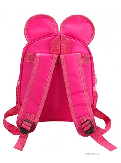 Small Cute Pink Backpacks for Little Girls Cartoon Mouse Ears Daypack Kids Travel Backpack Bowknot Toddler Baby Preschool Backpack