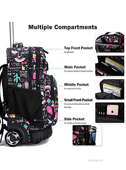 Tilami Rolling Backpack 18 inch Wheeled Laptop Backpack School College Student Travel Trip Boys and Girls