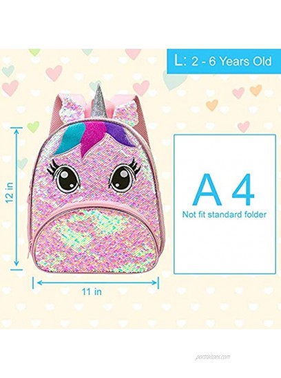 Toddler Backpack for Girls 12 Unicorn Sequin Bookbag
