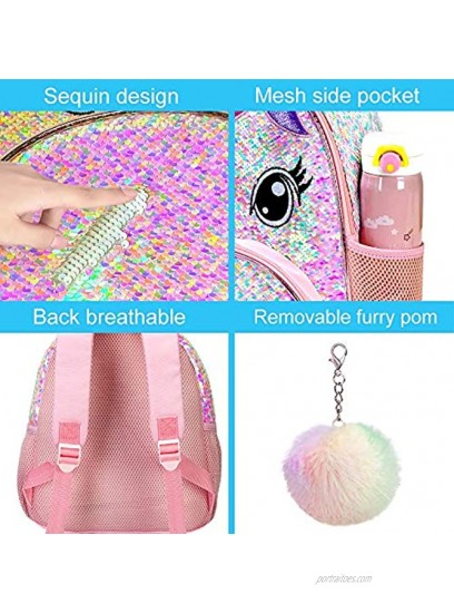 Toddler Backpack for Girls 12 Unicorn Sequin Bookbag