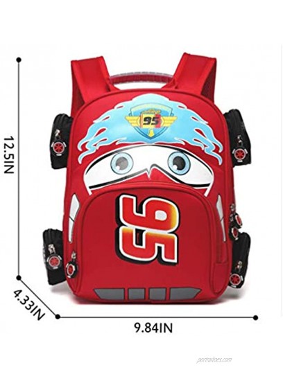 Toddler Boys Girls Backpack Waterproof Cartoon Truck Car Kindergarten Child Snack School Bag Red
