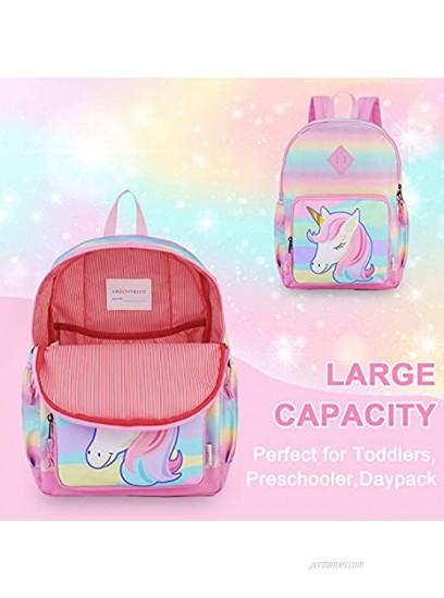 Unicorn Backpack for Little Girls,VASCHY Cute Rainbow Glitter Lightweight Water Resistant Preschool Backpack for Kids,Toddlers Kindergarten School Bag