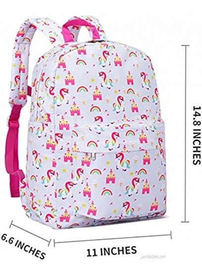 Vorspack Kids Backpack Unicorn Child Backpack with Chest Strap for Preschool Boys and Girls Grey