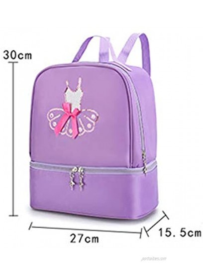 Yitengteng Ballet Dance Backpack for Little Girls Ballerina Purple Bag for Dance Toddler Dance Bag Gymnastics Latin Dance Yoga Tap Dance Jazz Storage Bag