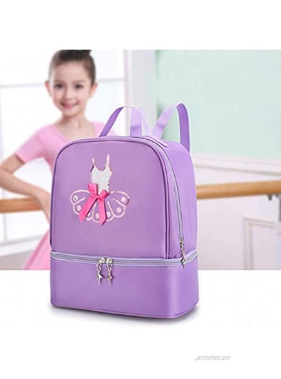 Yitengteng Ballet Dance Backpack for Little Girls Ballerina Purple Bag for Dance Toddler Dance Bag Gymnastics Latin Dance Yoga Tap Dance Jazz Storage Bag