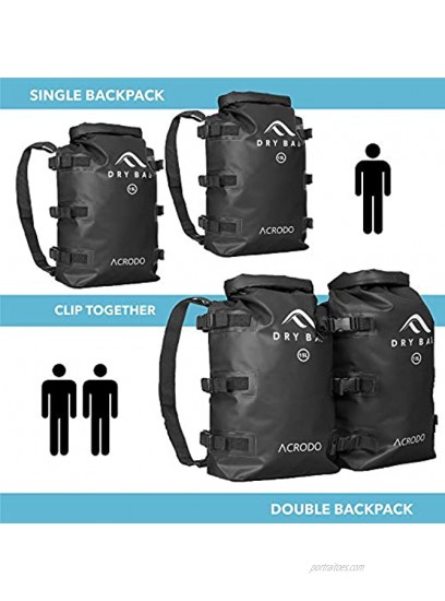 Acrodo Floating Waterproof Dry Bag Backpack 15 Liter Outdoor Rucksack for Tactical Survival Camping & Hiking Strong & Durable Bug Out Bags & Bagpack for Prepping & Waterproofing Supplies…