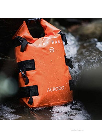 Acrodo Floating Waterproof Dry Bag Backpack 15 Liter Outdoor Rucksack for Tactical Survival Camping & Hiking Strong & Durable Bug Out Bags & Bagpack for Prepping & Waterproofing Supplies…
