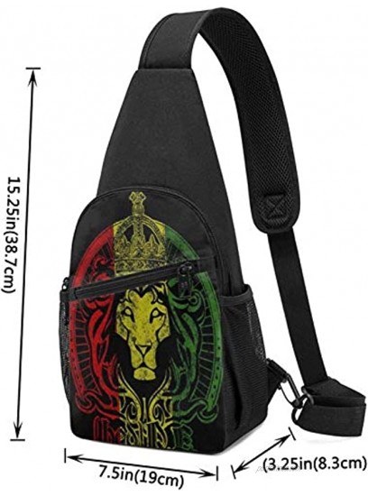 African Flag The Lion of Judah Rasta Rastafari Men's Sling Bag Chest Shoulder Backpack Waterproof Crossbody Bag for Travel Hiking Cycling