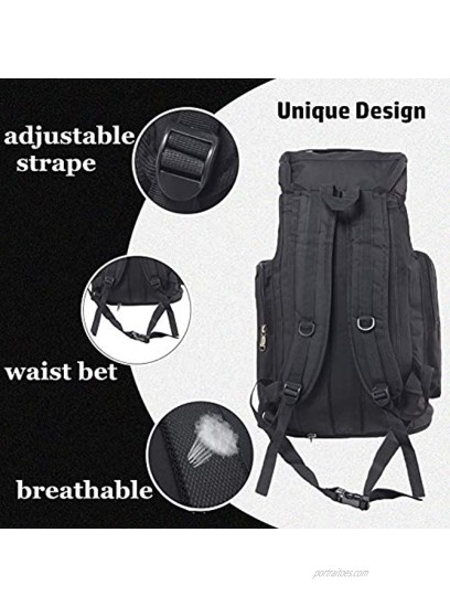 Asonway Hiking Backpack 80L Large Capacity Outdoor Camping Travel Waterproof Backpack for Travelling Climbing Hunting Cycling Sports Black