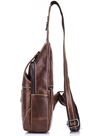 BULLCAPTAIN Genuine Leather Men Bags Shoulder Sling Crossbody Bag Casual Mens Chest Bag Travel Hiking Backpack