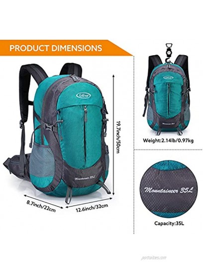 G4Free 35L Hiking Backpack Water Resistant Outdoor Sports Travel Daypack Lightweight with Rain Cover for Women Men