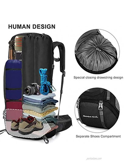 G4Free 50L Hiking Backpack with Rain Cover Water Resistant Camping Daypack Travel Outdoor Backpacking