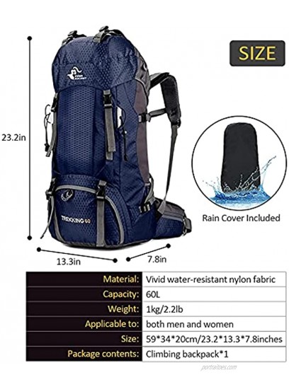 Hiking Backpack 60L Camping Backpack High -Performance Outdoor Sports Travel Backpack with Rain Cover