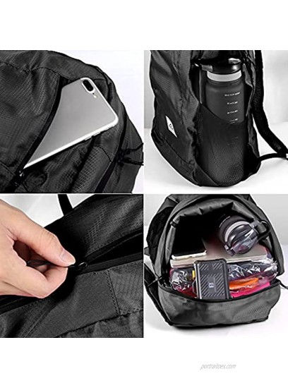 Hiking Backpack Ultra Lightweight Packable Camping Backpack Waterproof Travel Outdoor Hiking Daypack for Women Men BLACK 25L