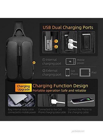 MARK RYDEN Sling bag for Men Women,Water-Repellent Crossbody Bag with USB Charging,Multifunction Shoulder Bag Fit 10.5 inch 9.7 Inch iPad for Hiking,Motorcycle Cycling,Traveling