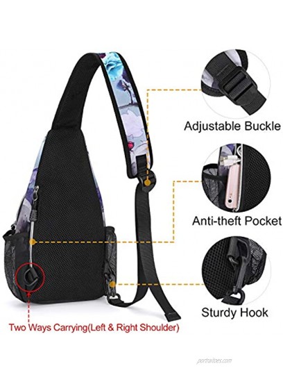 MOSISO Mini Sling Backpack,Small Hiking Daypack Pattern Travel Outdoor Sports Bag Ink-wash Painting