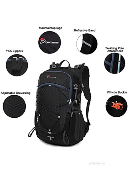 MOUNTAINTOP 40L Hiking Backpack with Rain Covers for Backpacking Camping Cycling and Traveling