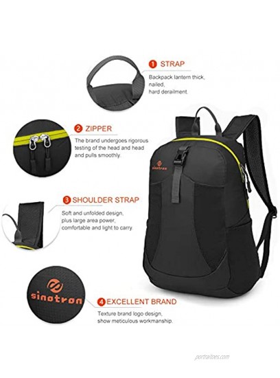 Sinotron 22L Lightweight Packable Backpack Small Foldable Hiking Backpack Day Pack for Travel Camping Outdoor Vacation