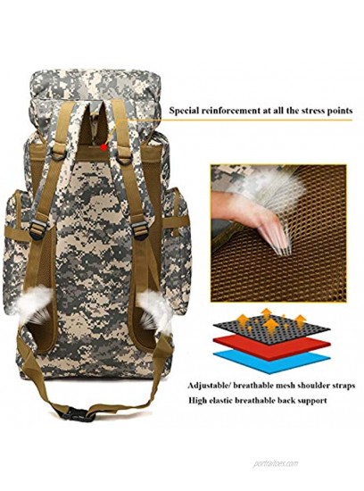 Vaupan Hiking Backpack 80L Camping Backpack with Rain Cover Molle Rucksack