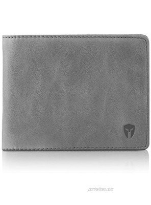 2 ID Window RFID Wallet for Men Bifold Side Flip Extra Capacity Travel Wallet Slate Gray Distressed Leather
