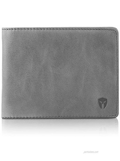 2 ID Window RFID Wallet for Men Bifold Side Flip Extra Capacity Travel Wallet Slate Gray Distressed Leather