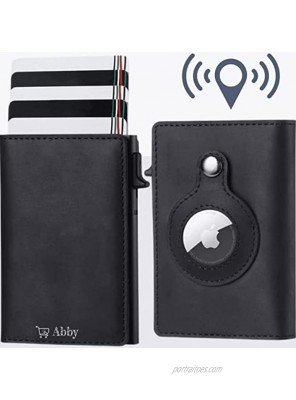 Abby's Anti-Lost Slim Leather AirTag Wallet with Apple AirTag Case RFID Protection Black Color