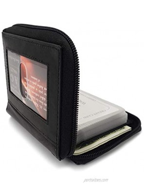 AG Wallets Mens Zip Around Leather Wallet with Inserts Black