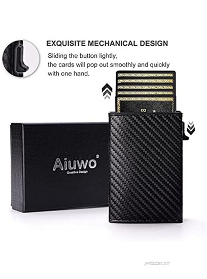 Aiuwo Credit Card Holder for Men Slim Wallet RFID Blocking Money Clip,Smart Wallets for Men,Minimalist Wallet for Men with Money PocketCarbon Leather