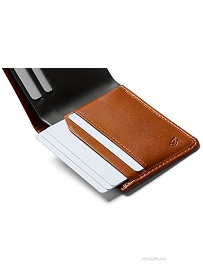 Bellroy Low Wallet Thin Leather Bifold Wallet Low Profile Holds 4-12 Cards Flat Note Storage Hidden Pocket For Extra Business Cards Caramel