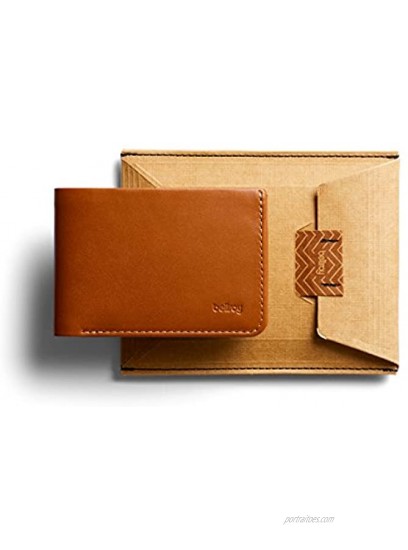 Bellroy Low Wallet Thin Leather Bifold Wallet Low Profile Holds 4-12 Cards Flat Note Storage Hidden Pocket For Extra Business Cards Caramel