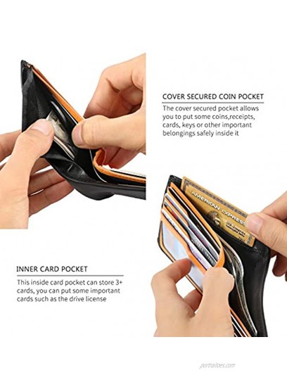 Calfskin Slim Wallets For Men RFID Blocking Leather Minimalist Front Pocket Mens Bifold Wallet Easy Access Ladder Card Slots Black
