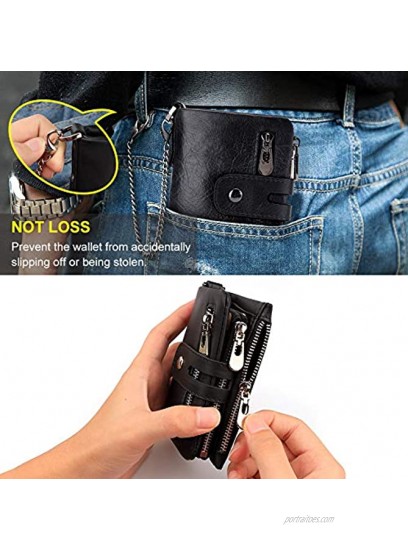 Chain Wallets for Men Rfid Blocking Genuine Leather Bifold Stylish Mens Wallet Credit card With Coin Pocket