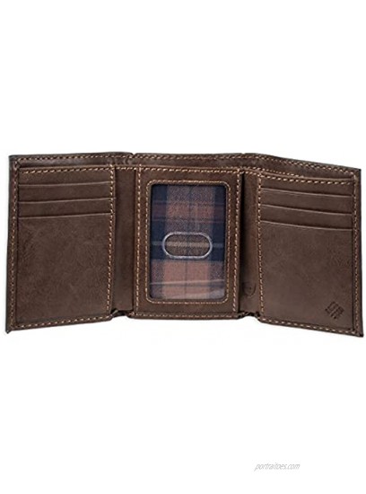 Columbia Men's RFID Genuine Leather Trifold Wallet With ID Window Credit Card Pockets